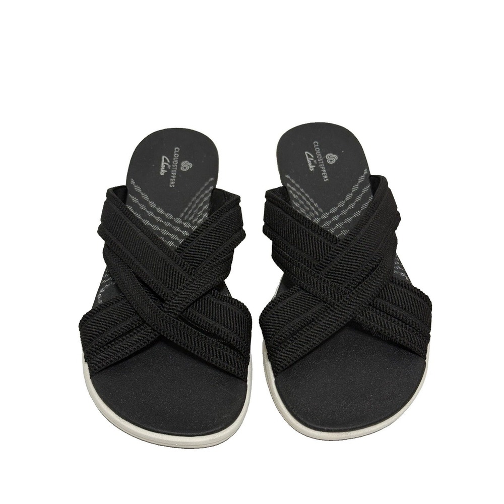 Clarks Mira Isle Womens Size 8.5 M Black Comfort Cloudsteppers Slide Sandal